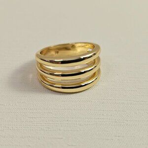 Three Row Gold Tone Ring Size 5 NWOT